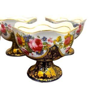 CZECH M.Z 1794 THUN 24ct GOLD plated fine pedestal bowel set of 5